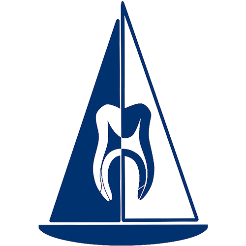 Marina Endodontics Logo - Marina Endodontics The Marina Endodontics logo, featuring a stylized sailboat in dark blue, with a tooth silhouette incorporated into the sail design. - Marina Endodontics